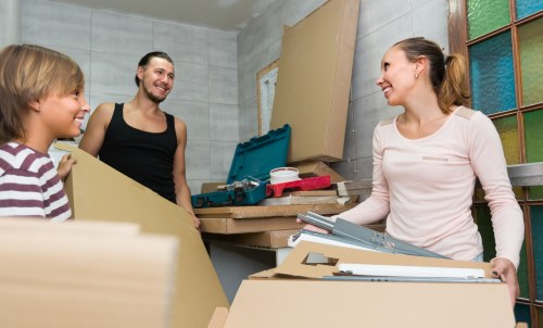 Removal van and packed boxes for a Kennington home move