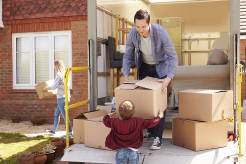 Furniture and boxes being loaded for a Kennington home removal