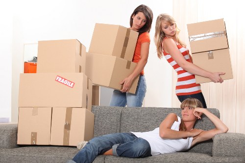Packed boxes and furniture ready for house removals in Kennington