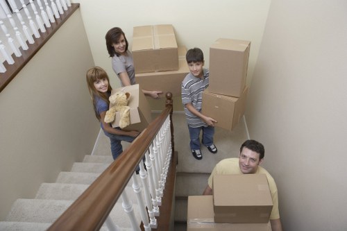 Packed household items ready for removals in Kennington